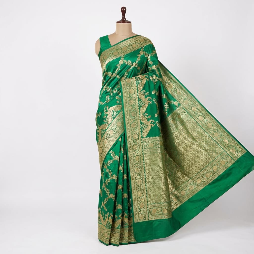 Green Banarasi Katan Silk Saree